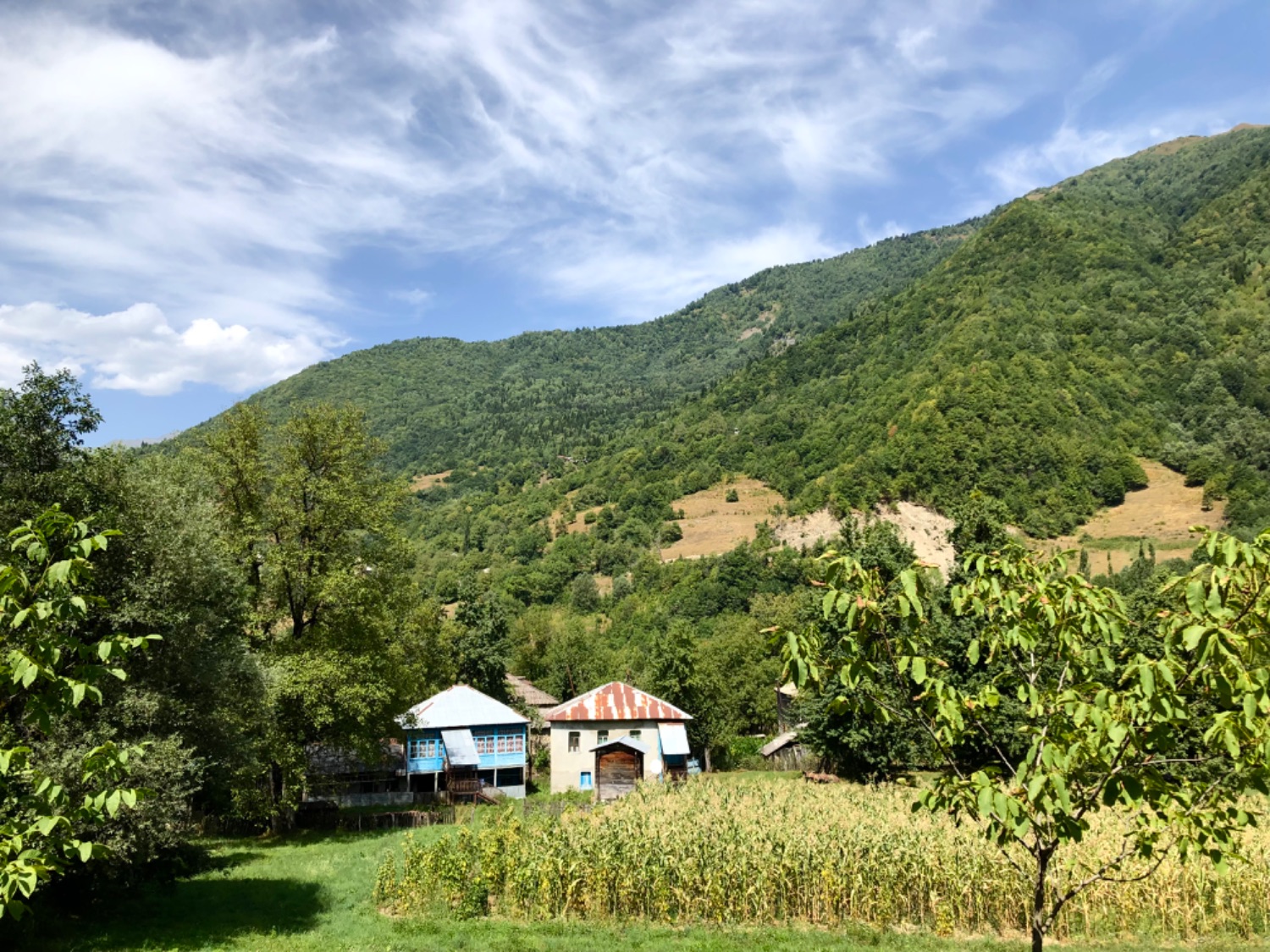 Typical view of houses in green valleys