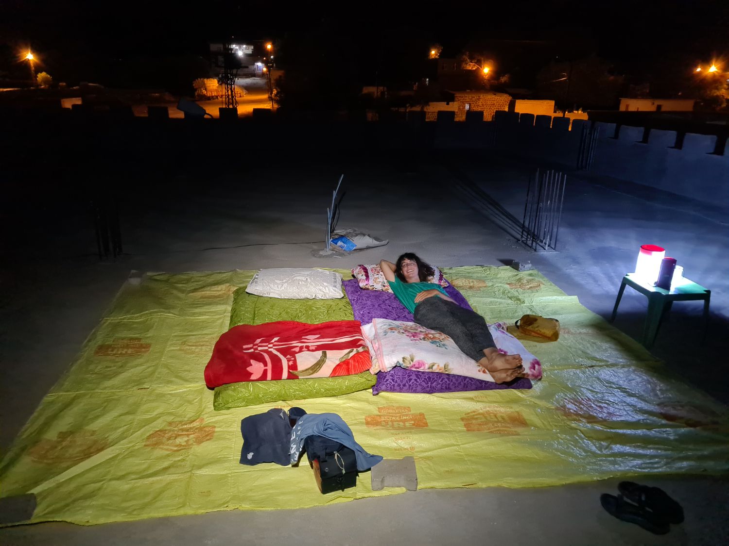 Sleeping on the roof under the stars