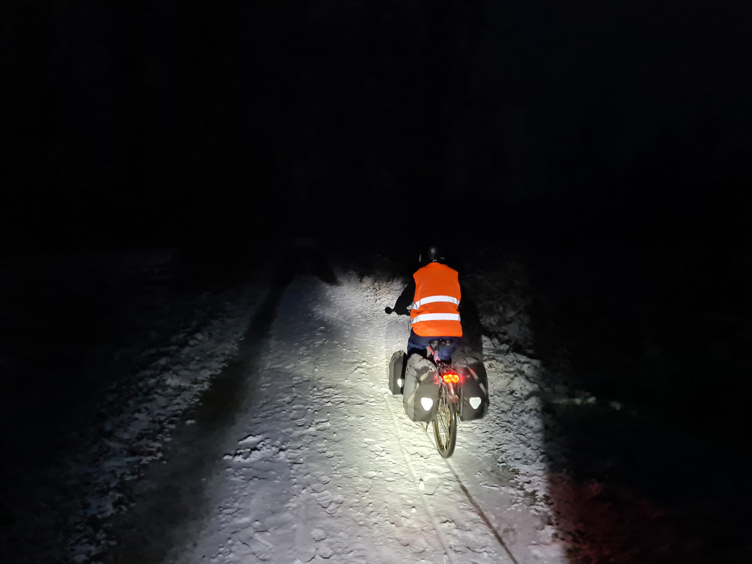 Night riding in the snow
