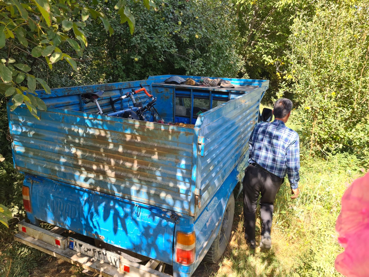 A blue Zamyad truck at one of the fruit gardens
