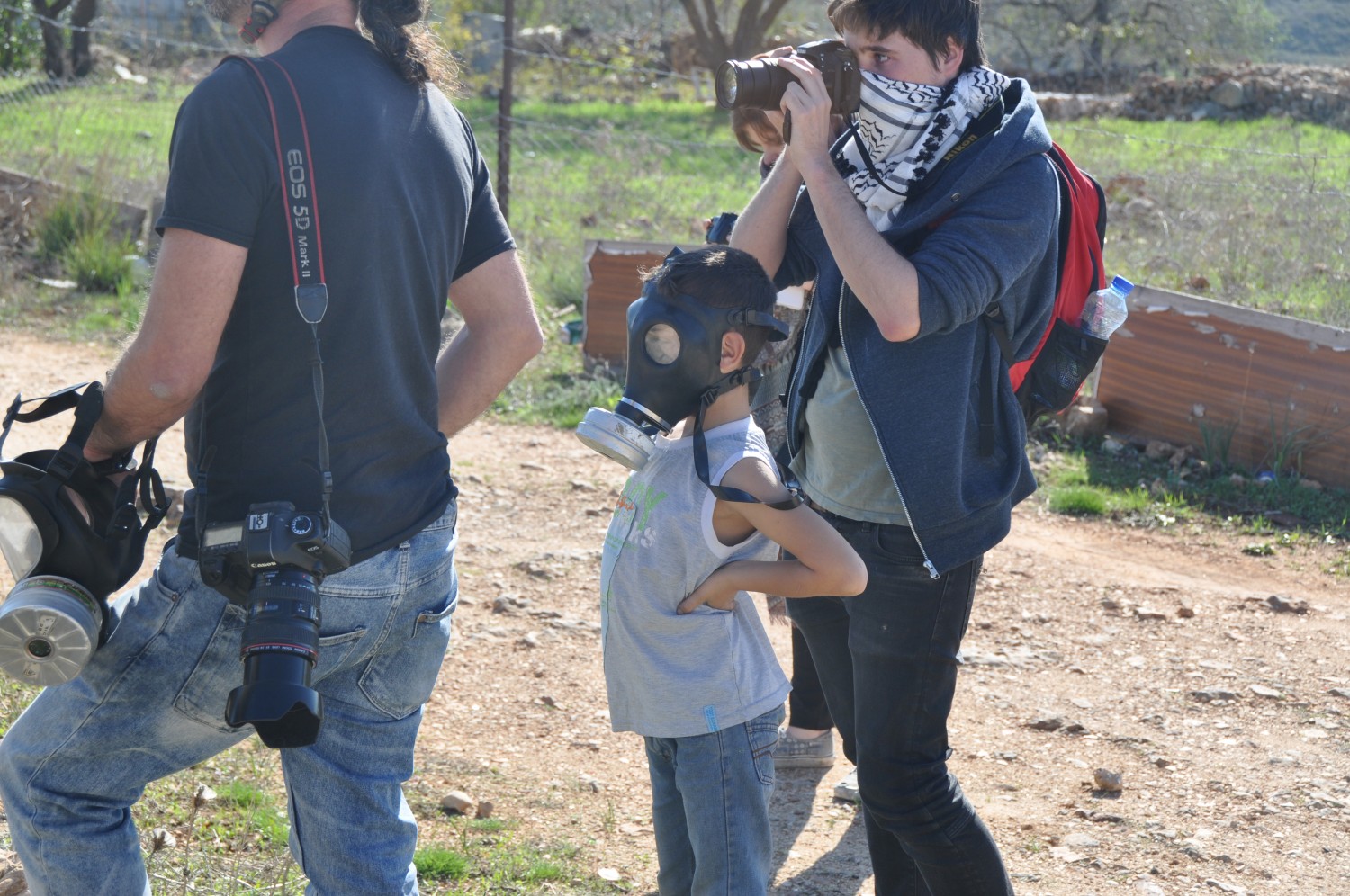 Kid with gas mask