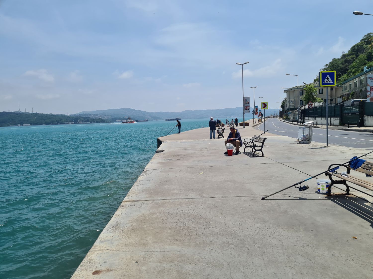 Spacious sidewalk next to the Bosporus